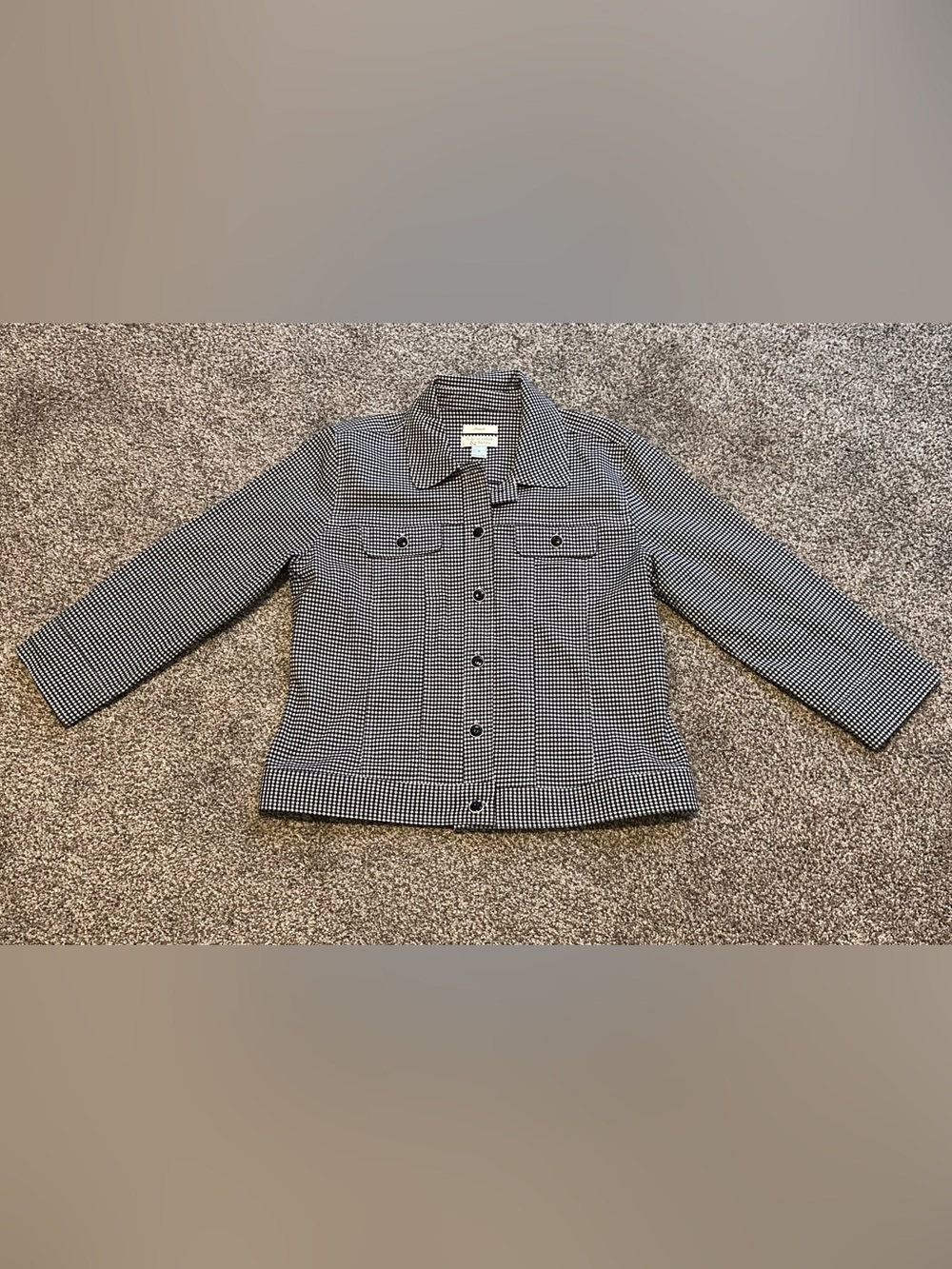 Christopher & Banks Black and White Gingham Button Jacket